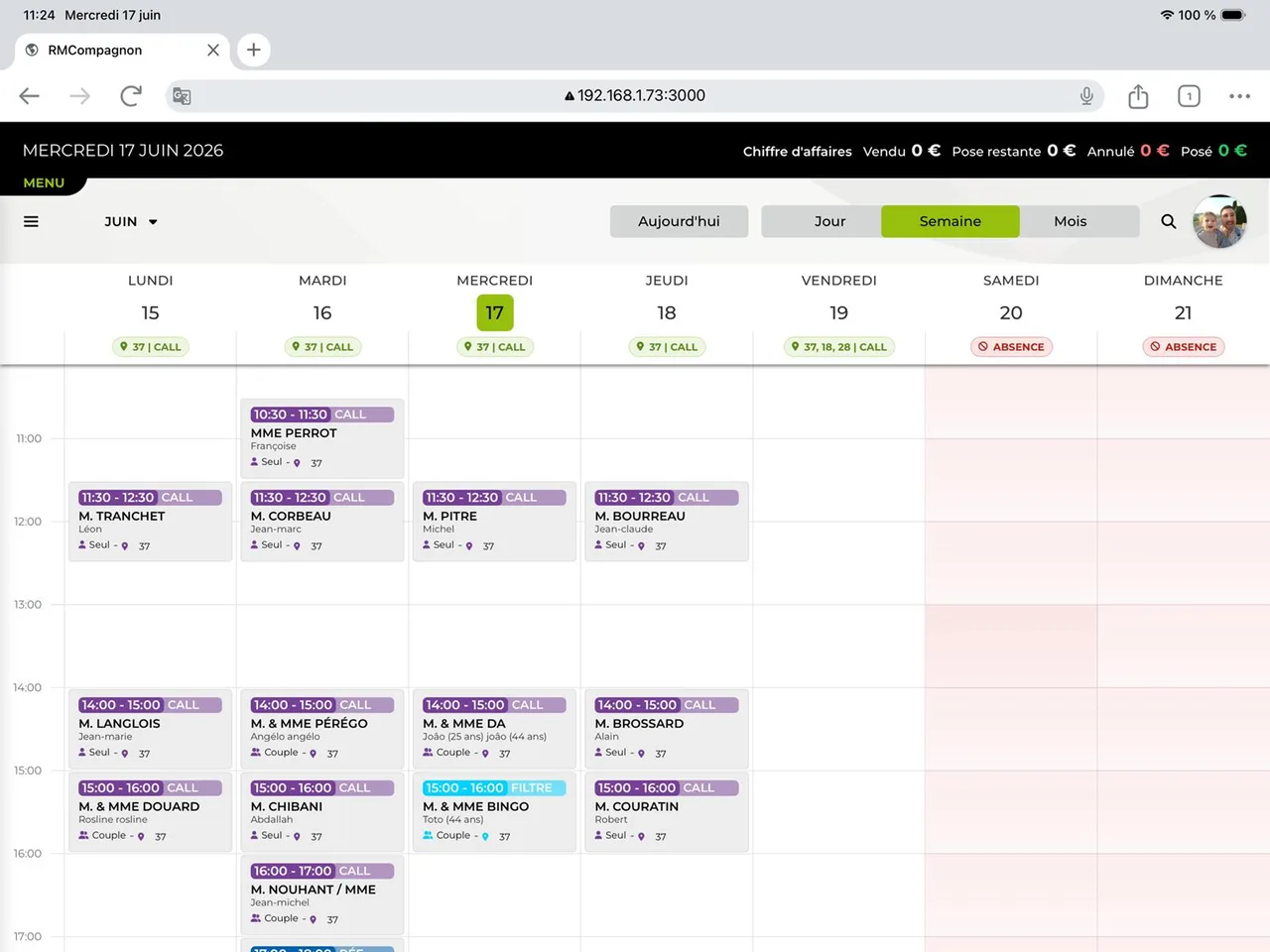 Planning de chantiers